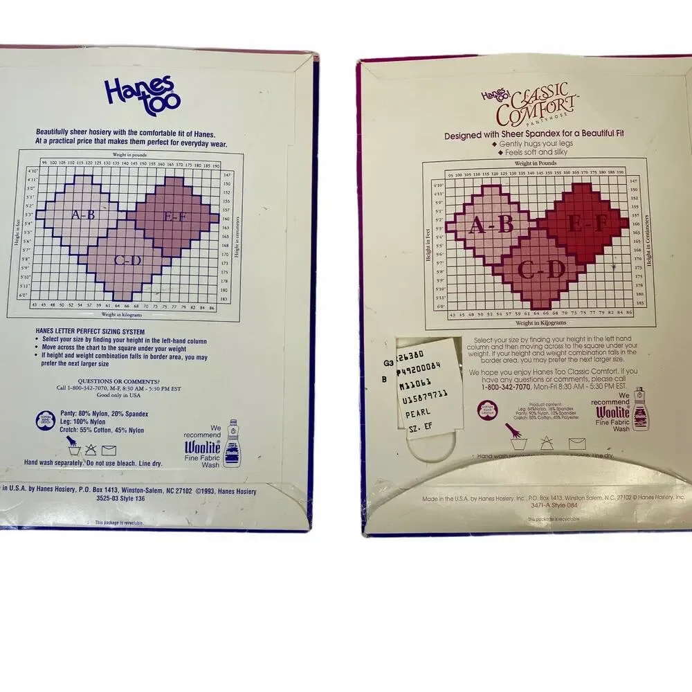 Hanes Too VTG 90s Control Top Sheer Pantyhose Pearl 2 Pack NOS Womens EF NEW